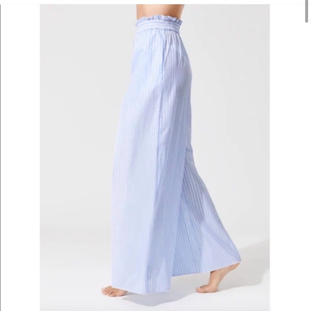 💔SOLD💔 Jonathan Simkhai Striped Cotton Split-Leg Fisherman Pants Blue M - Picture 3 of 4